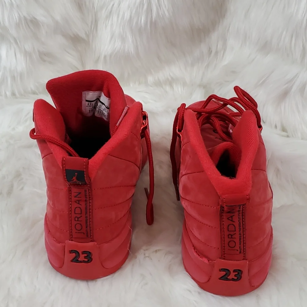 Nike Air Jordan 12 red leather shoes sneakers #153265-601 size 6.5Y